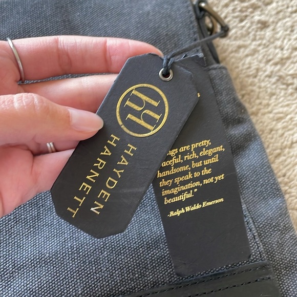 Hayden Harnett Smithy Messenger Bag Shoulder Laptop Travel Canvas Leather Office - Picture 2 of 14